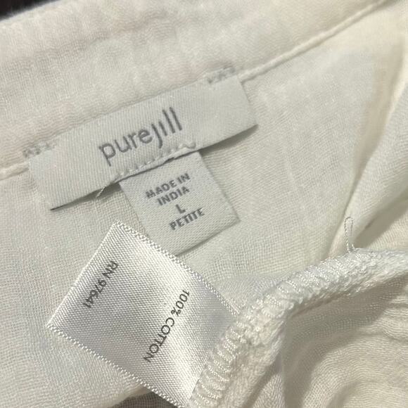 Purejill Top Tunic Gauze White LG Petite Lightweight Sheer Boho Hippie Casual - Picture 7 of 7